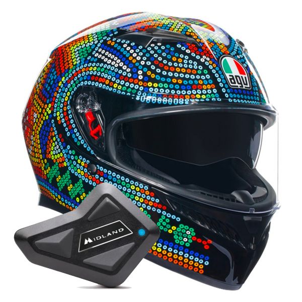 Full Face AGV K3 Top Rossi Winter Test 2018 + Kit Bluetooth BT Mini Full Face AGV K3 Top Rossi Winter Test 2018 + Kit Bluetooth BT Mini
