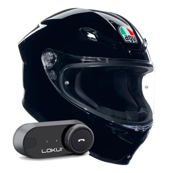 Full Face AGV K6 S Mono Black + Kit Bluetooth Lokui K30 Full Face AGV K6 S Mono Black + Kit Bluetooth Lokui K30