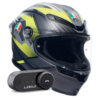 Full Face AGV K6 S Multi Excite Matt Camo Fluo Yellow + Kit Bluetooth Lokui K30