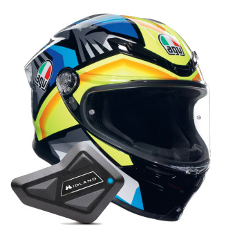 Full Face AGV K6 S Multi Joan Black Blue Yellow + Kit Bluetooth BT Mini