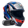 Casque Full Face AGV K6 S Multi Slashcut Black Blue Red + Kit Bluetooth Lokui K30