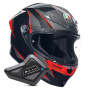 Casque Full Face AGV K6 S Multi Slashcut Black Grey Red + Kit Bluetooth BT Mini