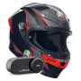 Casque Full Face AGV K6 S Multi Slashcut Black Grey Red + Kit Bluetooth Lokui K30