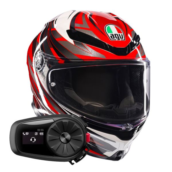 Full Face AGV K6 S Reeval White Red Grey + Kit Bluetooth 5S Solo Full Face AGV K6 S Reeval White Red Grey + Kit Bluetooth 5S Solo