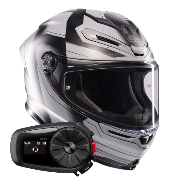 Full Face AGV K6 S Ultrasonic Matt Black Grey + Kit Bluetooth 5S Solo