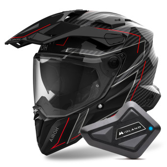Full Face Airoh Commander 2 Carbon Stylish + Kit Bluetooth BT Mini