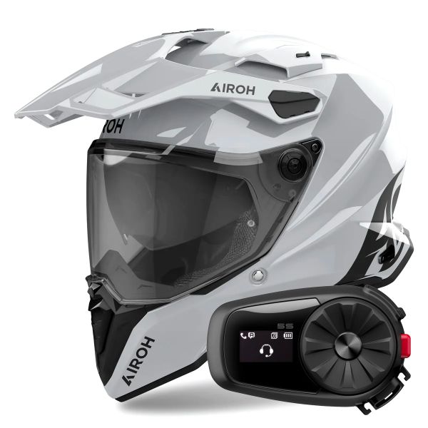 Full Face Airoh Commander 2 Color Cement Grey + Kit Bluetooth 5S Solo