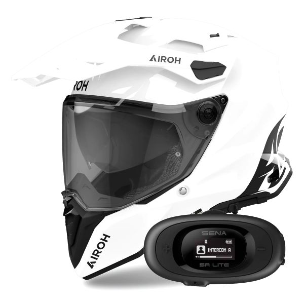 Full Face Airoh Commander 2 Color White + Kit bluetooth 5R Lite Solo