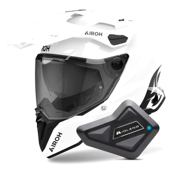 Full Face Airoh Commander 2 Color White + Kit Bluetooth BT Mini