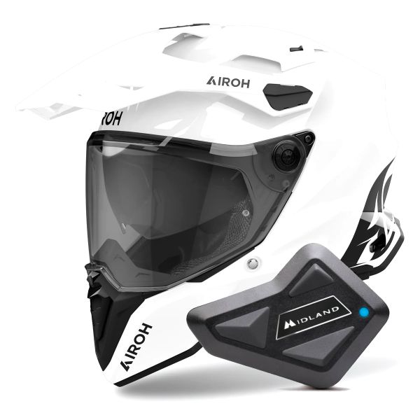 Full Face Airoh Commander 2 Color White + Kit Bluetooth BT Mini Full Face Airoh Commander 2 Color White + Kit Bluetooth BT Mini