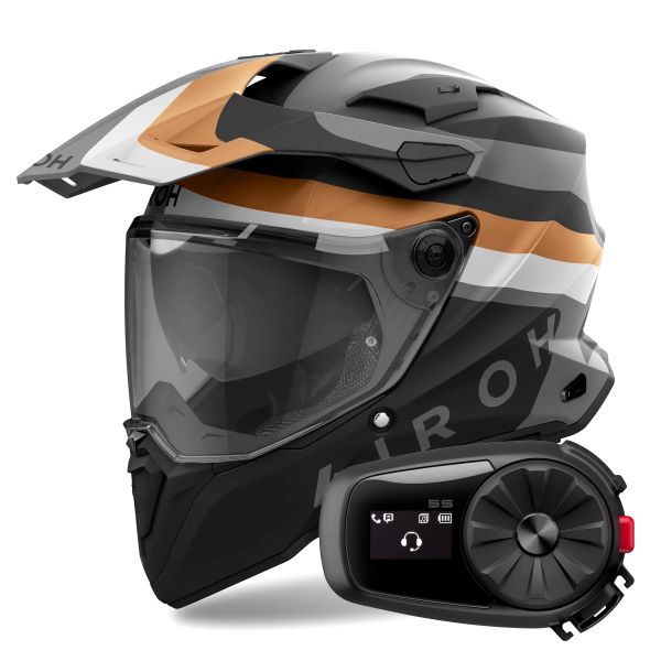 Full Face Airoh Commander 2 Doom Gold Matt + Kit Bluetooth 5S Solo