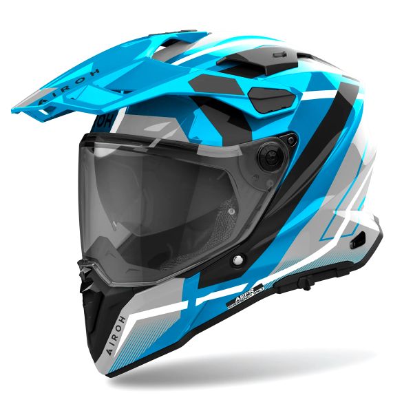 Visière Airoh Commander 2 – Teint Miroir Bleu Pour Casque Moto, Remplacement Facile