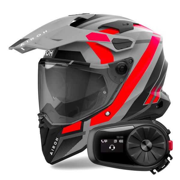 Full Face Airoh Commander 2 Mavick Orange Matt + Kit Bluetooth 5S Solo