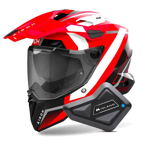 Full Face Airoh Commander 2 Mavick Red + Kit Bluetooth BT Mini