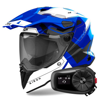 Full Face Airoh Commander 2 Reveal Blue + Kit Bluetooth 5S Solo