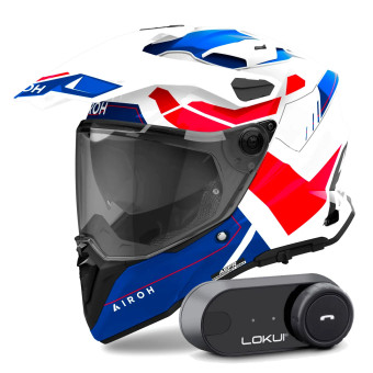 Full Face Airoh Commander 2 Reveal Blue Red + Kit Bluetooth Lokui K30