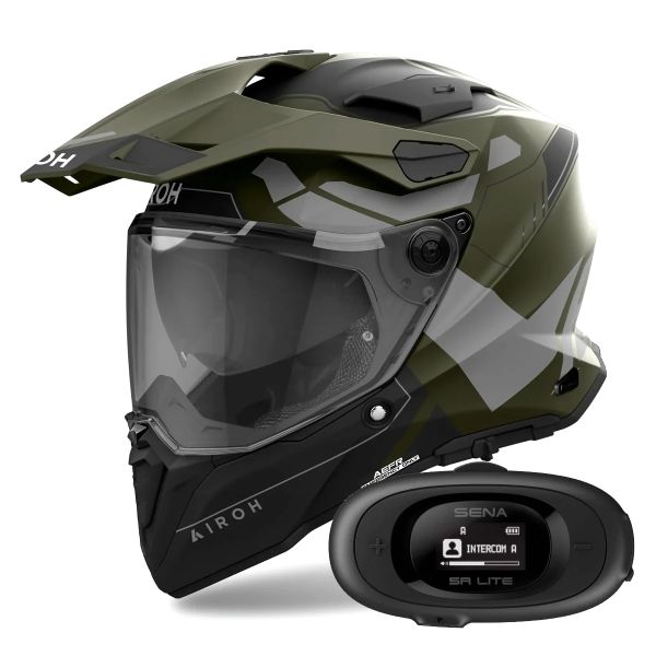 Full Face Airoh Commander 2 Reveal Military Green + Kit bluetooth 5R Lite Solo Full Face Airoh Commander 2 Reveal Military Green + Kit bluetooth 5R Lite Solo