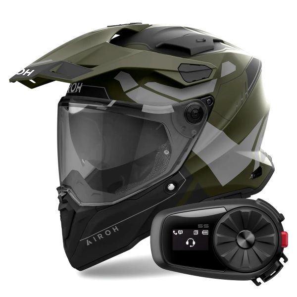 Full Face Airoh Commander 2 Reveal Military Green + Kit Bluetooth 5S Solo Full Face Airoh Commander 2 Reveal Military Green + Kit Bluetooth 5S Solo
