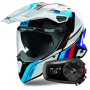 Casque Full Face Airoh Commander 2 Skip White Red Gloss + Kit Bluetooth 5S Solo