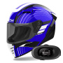 Casque Full Face Airoh Connor Achieve Blue + Kit bluetooth 5R Lite Solo