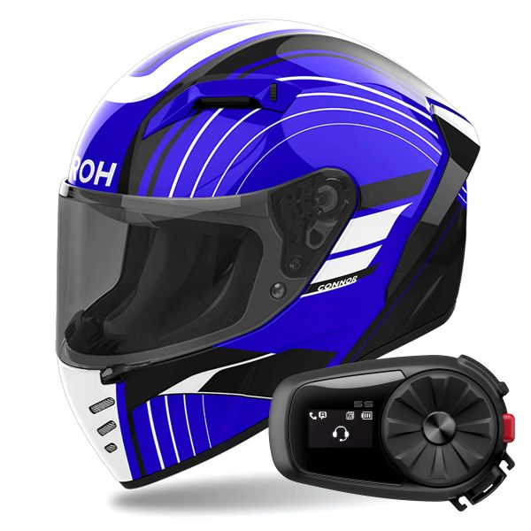Full Face Airoh Connor Achieve Blue + Kit Bluetooth 5S Solo Full Face Airoh Connor Achieve Blue + Kit Bluetooth 5S Solo