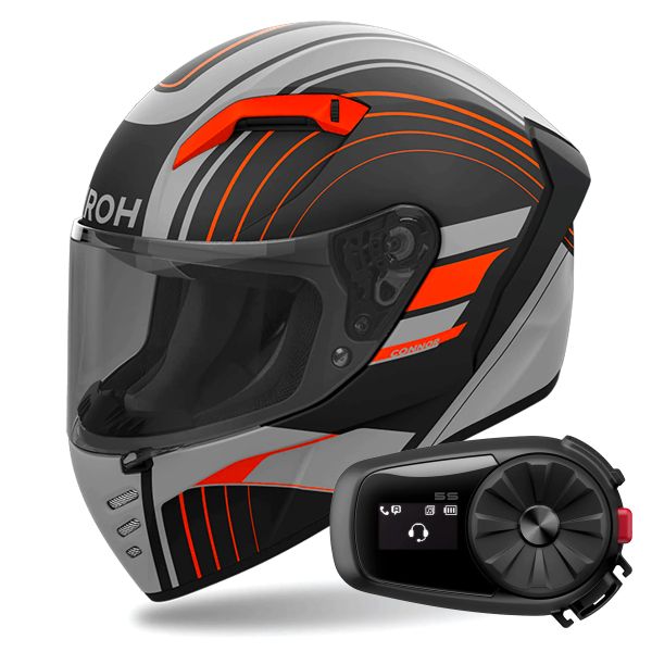 Full Face Airoh Connor Achieve Orange Matt + Kit Bluetooth 5S Solo Full Face Airoh Connor Achieve Orange Matt + Kit Bluetooth 5S Solo