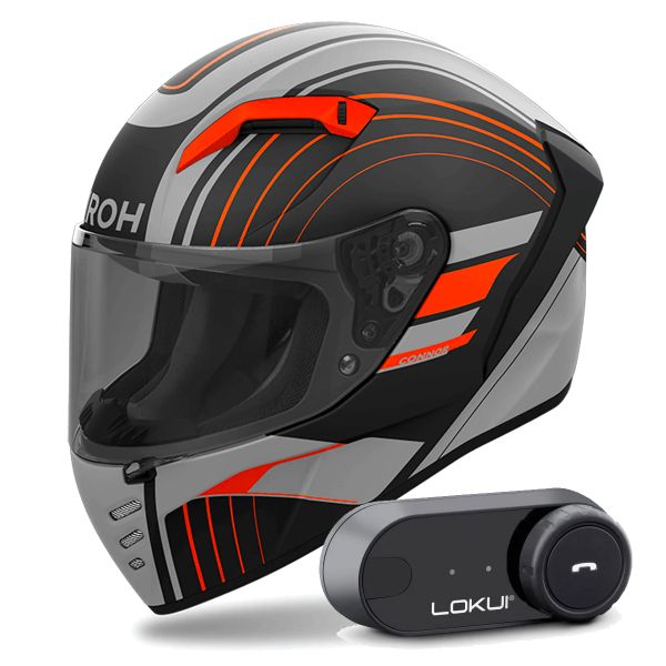 Full Face Airoh Connor Achieve Orange Matt + Kit Bluetooth Lokui K30