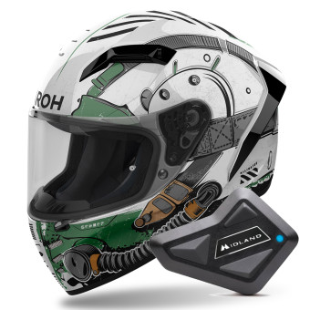 Full Face Airoh Connor Alligator + Kit Bluetooth BT Mini