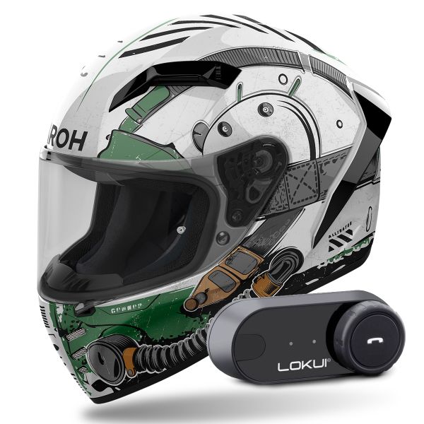 Full Face Airoh Connor Alligator + Kit Bluetooth Lokui K30