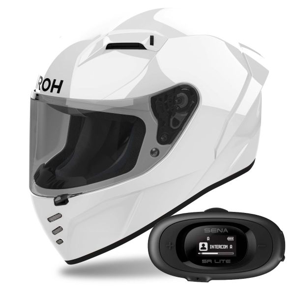 Full Face Airoh Connor Color White + Kit bluetooth 5R Lite Solo Full Face Airoh Connor Color White + Kit bluetooth 5R Lite Solo