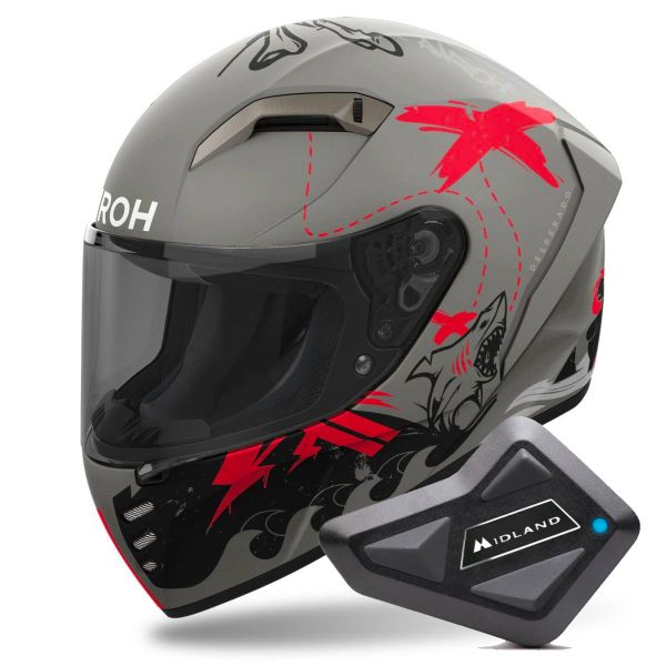 Full Face Airoh Connor Desperados Orange Matt + Kit Bluetooth BT Mini