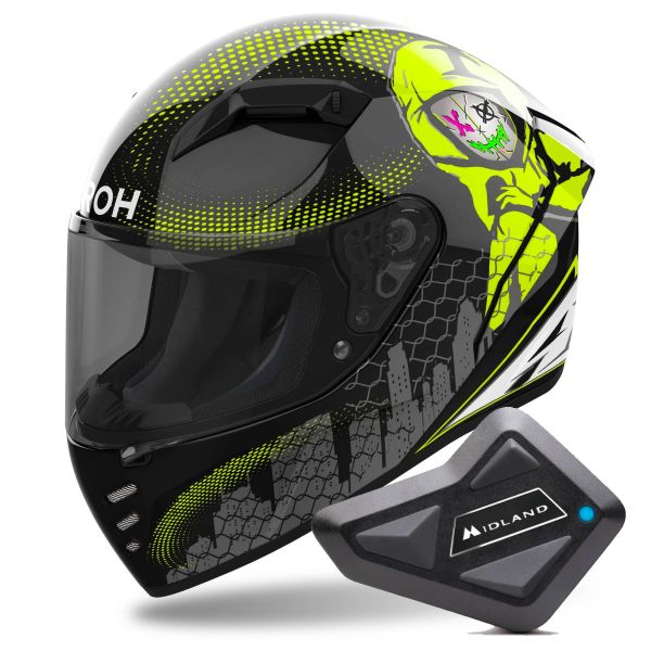 Full Face Airoh Connor Gamer + Kit Bluetooth BT Mini