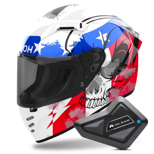 Full Face Airoh Connor Nation + Kit Bluetooth BT Mini