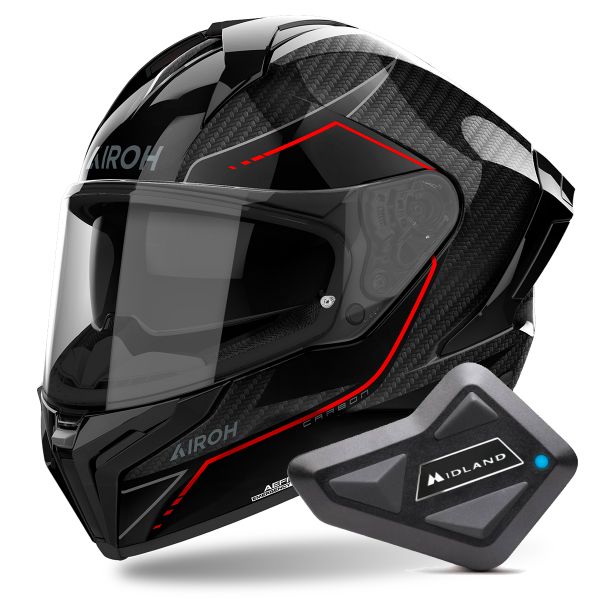 Full Face Airoh Matryx Carbon Stylish + Kit Bluetooth BT Mini