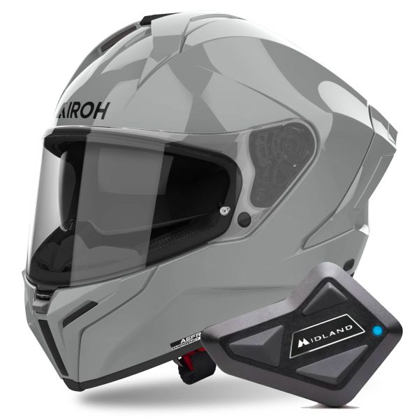 Full Face Airoh Matryx Color Cement Grey + Kit Bluetooth BT Mini Full Face Airoh Matryx Color Cement Grey + Kit Bluetooth BT Mini