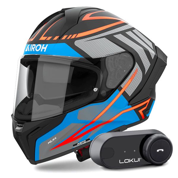 Full Face Airoh Matryx Rider Dark Blue Matt + Kit Bluetooth Lokui K30