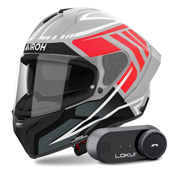 Full Face Airoh Matryx Rider Red Matt + Kit Bluetooth Lokui K30