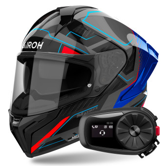 Full Face Airoh Matryx Rocket Blue Red + Kit Bluetooth 5S Solo
