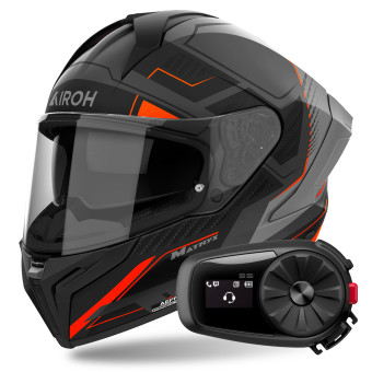 Full Face Airoh Matryx Rocket Orange Matt + Kit Bluetooth 5S Solo