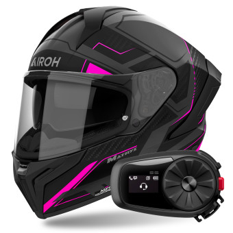 Full Face Airoh Matryx Rocket Pink Matt + Kit Bluetooth 5S Solo