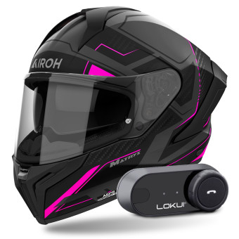 Full Face Airoh Matryx Rocket Pink Matt + Kit Bluetooth Lokui K30