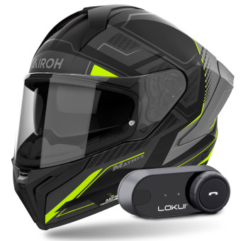 Full Face Airoh Matryx Rocket Yellow Matt + Kit Bluetooth Lokui K30