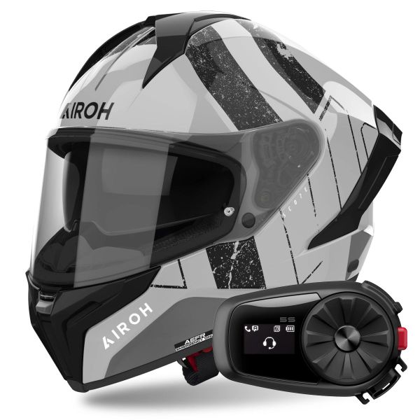 Full Face Airoh Matryx Scope Light Grey + Kit Bluetooth 5S Solo