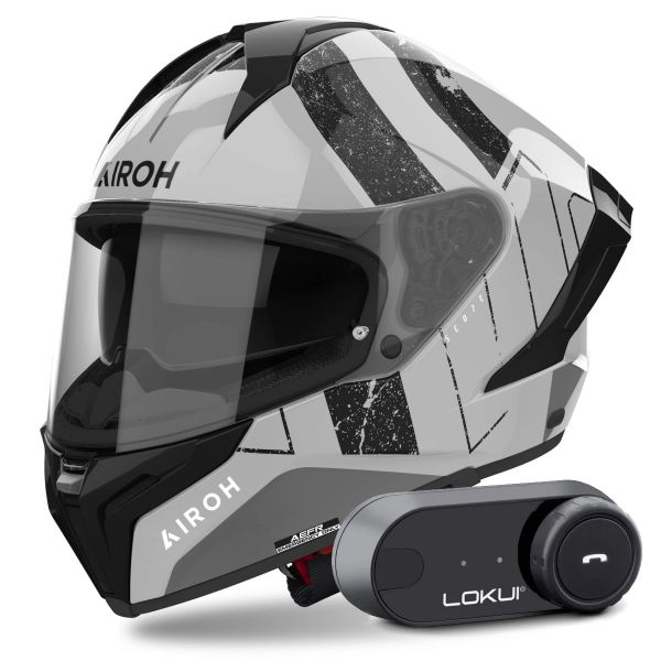 Full Face Airoh Matryx Scope Light Grey + Kit Bluetooth Lokui K30