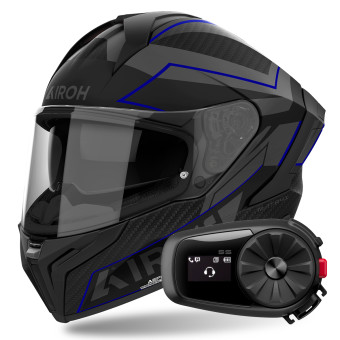 Full Face Airoh Matryx Sentinel Blue Matt + Kit Bluetooth 5S Solo