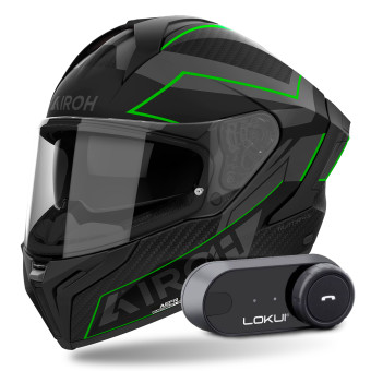 Full Face Airoh Matryx Sentinel Green Matt + Kit Bluetooth Lokui K30