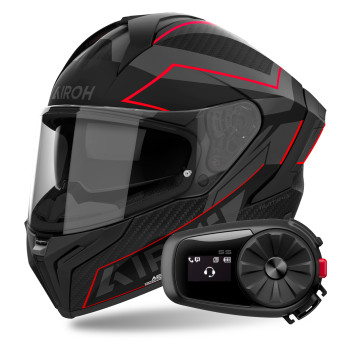 Full Face Airoh Matryx Sentinel Red Matt + Kit Bluetooth 5S Solo