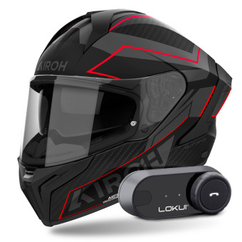 Full Face Airoh Matryx Sentinel Red Matt + Kit Bluetooth Lokui K30