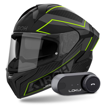 Full Face Airoh Matryx Sentinel Yellow Matt + Kit Bluetooth Lokui K30