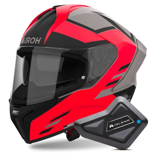 Full Face Airoh Matryx Throne Orange Matt + Kit Bluetooth BT Mini